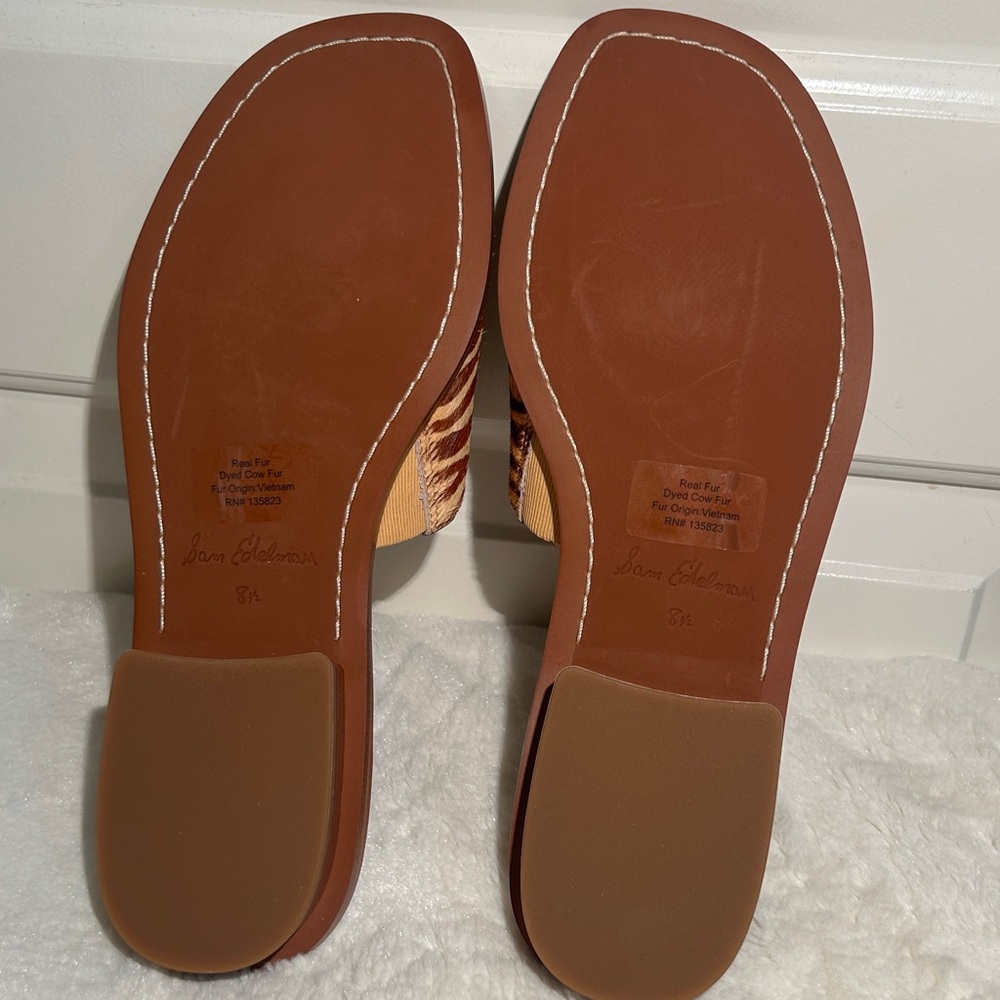 Sam Edelman Sabrina Tan Zebra Slide Sandals - Picture 12 of 16
